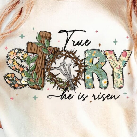 True Story He Is Risen T-shirt, Retro Easter Shirt, Christian East Tee Unisex - Picture 3 of 4